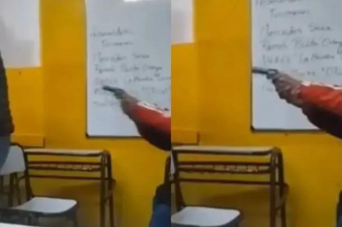Un alumno le gatilló a un profesor mientras otro lo grababa