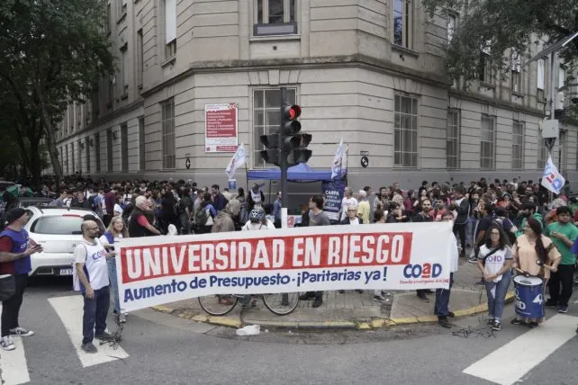 Los docentes de la UNR reclaman por mejores salarios y más presupuesto para las universidades nacionales.